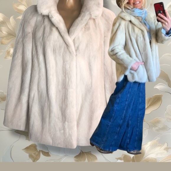 Tourmaline white blonde mink Vtg coat jacket pristine condition pockets collar M - Picture 1 of 13